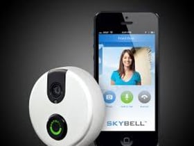 The Sky Bell is a camera doorbell. Someone can ring your doorbell and you are able to view who is at your door.